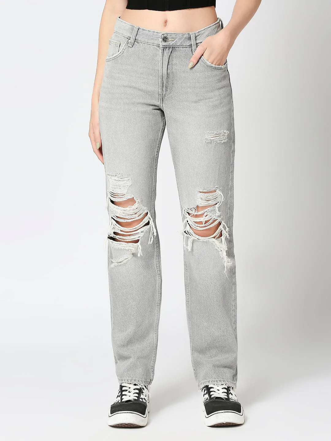 Women’s Straight Fit Grey Denim